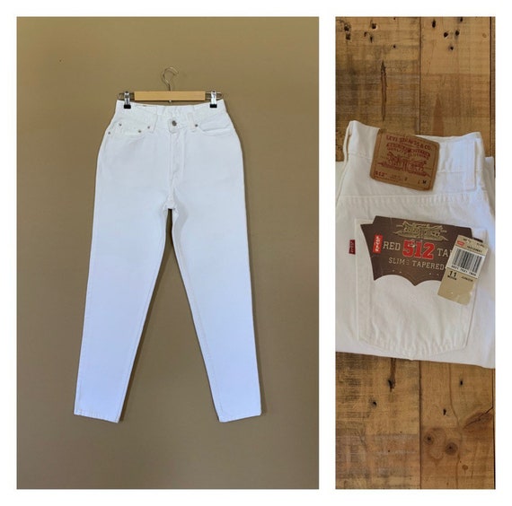 29" White Levis Jeans High Waisted Tapered Leg / L