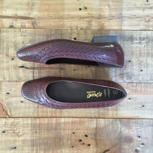 Vintage Brown Leather Woven Flats / Womens Loafers / Leather Flats / Leather Slip Ons