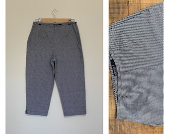 30”-31” 90’s Pants Plaid Tartan High Waisted  / Plaid Cotton Capri Pants / Tartan Pants / Womens 90's Pants / 90s Cotton Pants