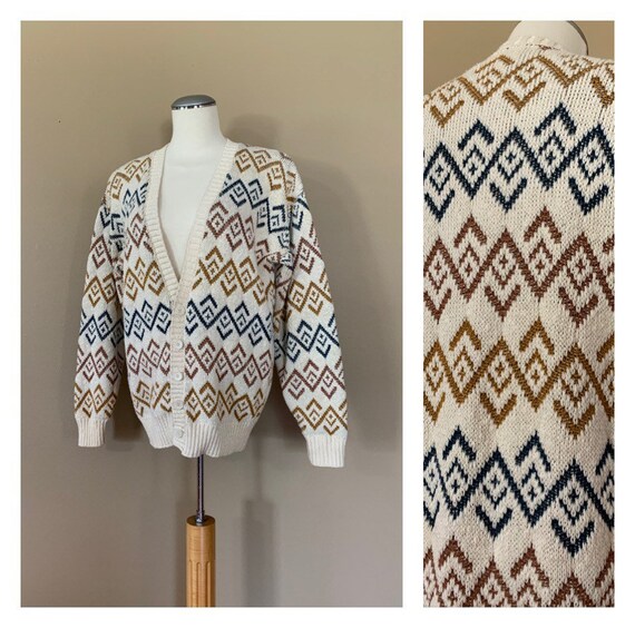 90s Oversized Sweater Cardigan Medium / Vintage Kn