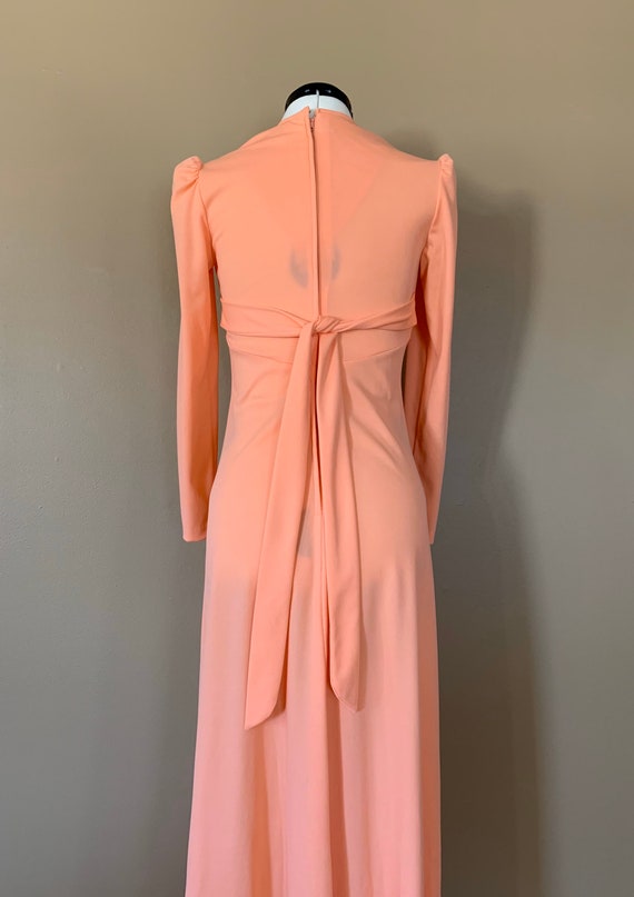 70's Long Dress Coral Small / 1970's Dress Womens… - image 7