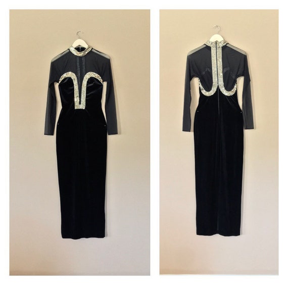 Formal Black Tie Dress / 80s Prom Dress / 90s Pro… - image 1