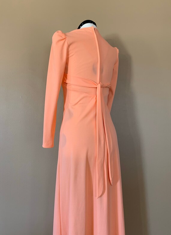 70's Long Dress Coral Small / 1970's Dress Womens… - image 5