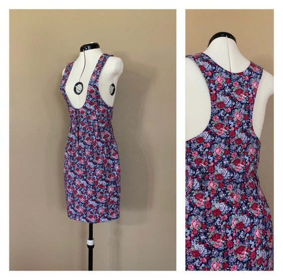 90’s Floral Jumper Dress XXS / 90s Overall Dress /