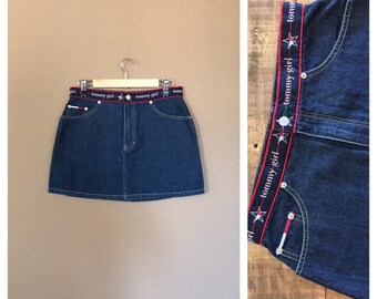 Tommy Hilfiger Denim Skirt/Vintage Tommy Hilfiger/90s skirt /Levi High Waisted Denim Skirt/Jean Skirt/90s clothing/90s Hip Hop Clothing