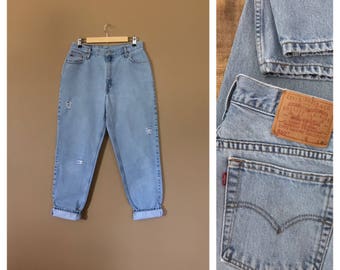 Waist 31 Levis High Waisted Jeans/ Levis 550/90s Jeans/Vintage High Waisted Jeans/Mom Jeans/Acid Wash Jeans/Jordache Jeans / Guess Jeans
