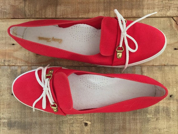 Womens Penny Loafers / Vintage Red Flats / Womens… - image 2