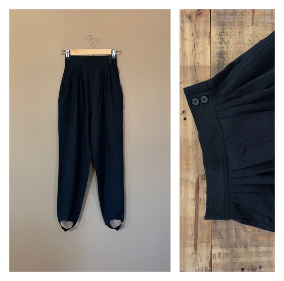 90’s Pants High Waisted Stirrup Black Small / Blac