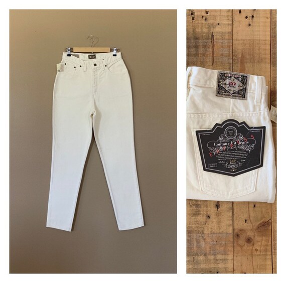 30” White High Waisted Jeans Women / 90s Jeans / V