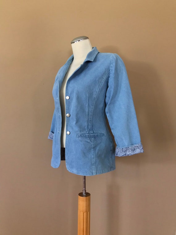 90s Denim Blazer Jacket Medium / Vintage Jean Jac… - image 4