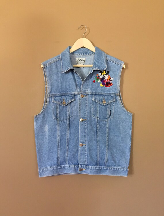 90s Mickey Mouse Jacket / Denim Vest / 90s Hip Ho… - image 2