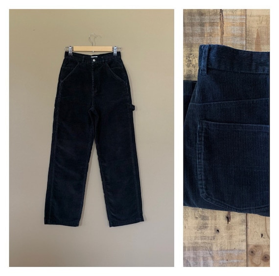 27” High Waisted Black Corduroy Pants / Womens Cor