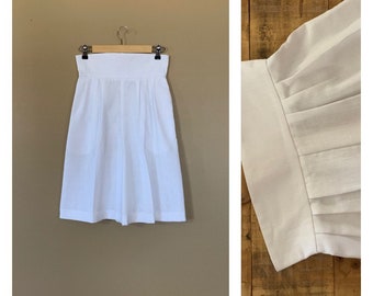 90's High Waisted Shorts White Cotton / 90's Shorts Medium Size 8 / High Waisted Linen Shorts / 90s Geplooide Shorts Wit