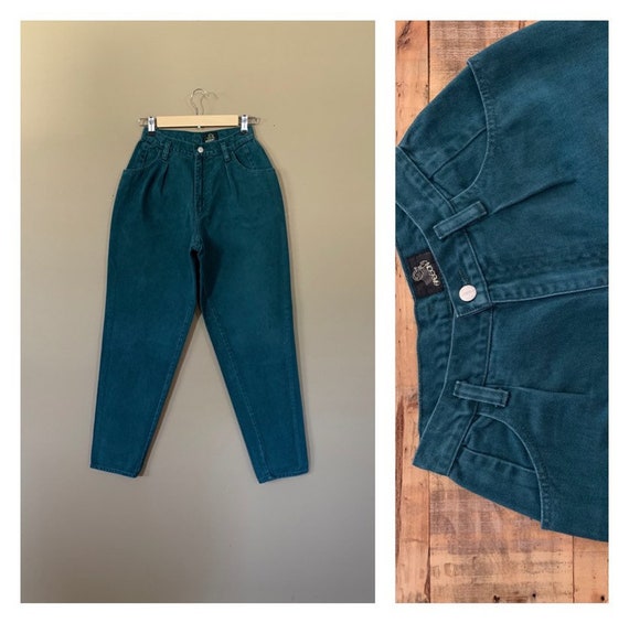 25" Sasson High Waisted Jeans Green / 90s Womens … - image 1