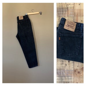 36/37" Levis negro de cintura alta Jeans cónico pierna / Levis cintura tamaño 36 / 90s Jeans mujeres /Vintage alta cintura Jeans / Levis 522 Tamaño 18