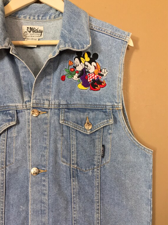 90s Mickey Mouse Jacket / Denim Vest / 90s Hip Ho… - image 8