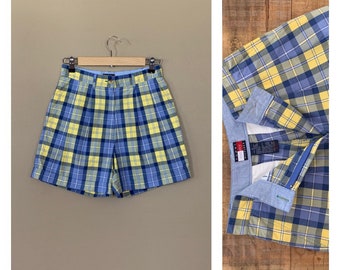 27”/28” Plaid Tommy Hilfiger High Waisted Shorts Cotton  /Plaid Shorts / 90’s Shorts Size 6/ High Waisted Shorts / 90’s Tartan Shorts