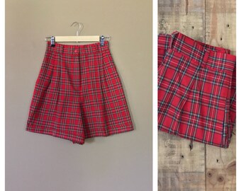 25/26&quot; 90&#39;s Plaid High Waisted Shorts/Plaid Shorts/90s shorts/High Waisted Shorts/Cotton Shorts/90s plaid clothing