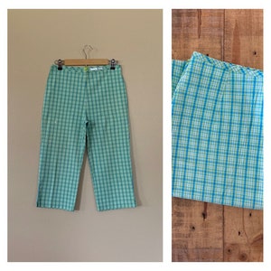90’s Pants Plaid Tartan High Waisted  / Plaid Cotton Capri Pants / Tartan Pants / Womens 90&#39;s Pants / 90s Cotton Pants