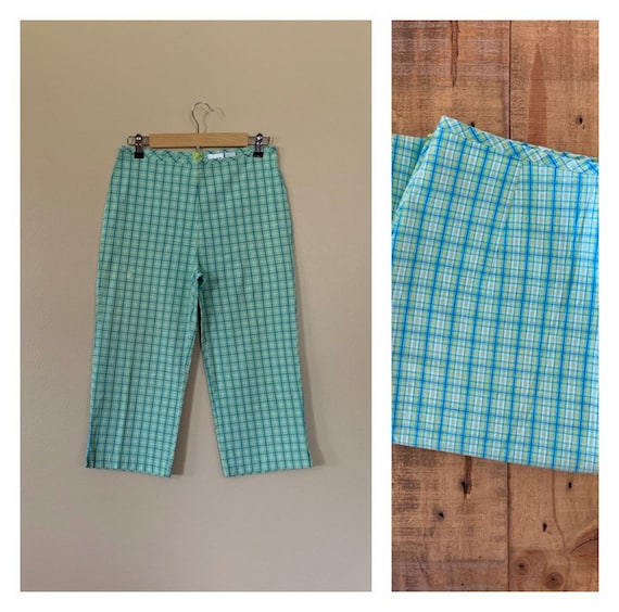 90’s Pants Plaid Tartan High Waisted  / Plaid Cot… - image 1