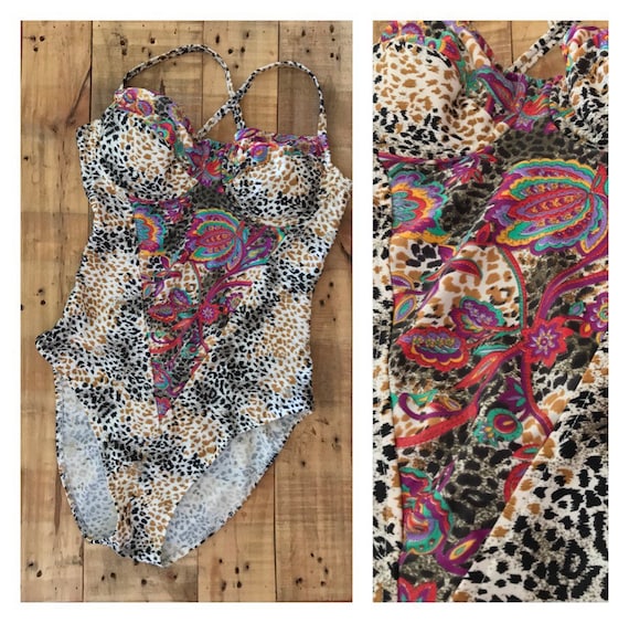 Large High Cut Swimsuit One Piece / 90s Swimsuit /
