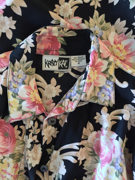 80s Shirt / 90s Shirt / Womens Blouse / Hawaiian … - image 4