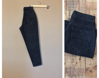 25/26" Black High Waisted Jeans/90s Chic Jeans/Vintage High Waisted Jeans/Mom Jeans/Jordache Jeans/Guess Jeans/Black Mom Jeans