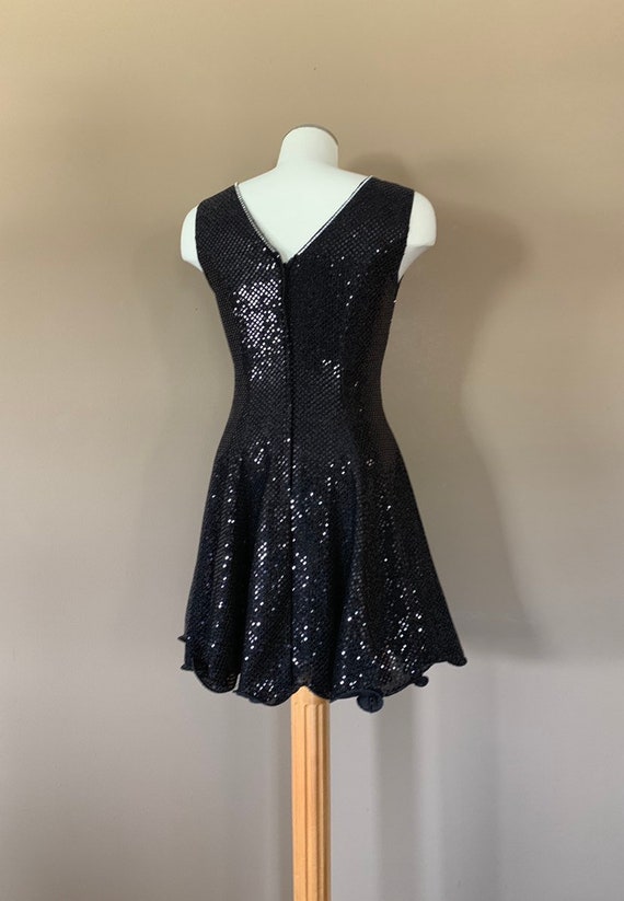 90s Black Prom Dress Sequin Black Prom Dress / Si… - image 6