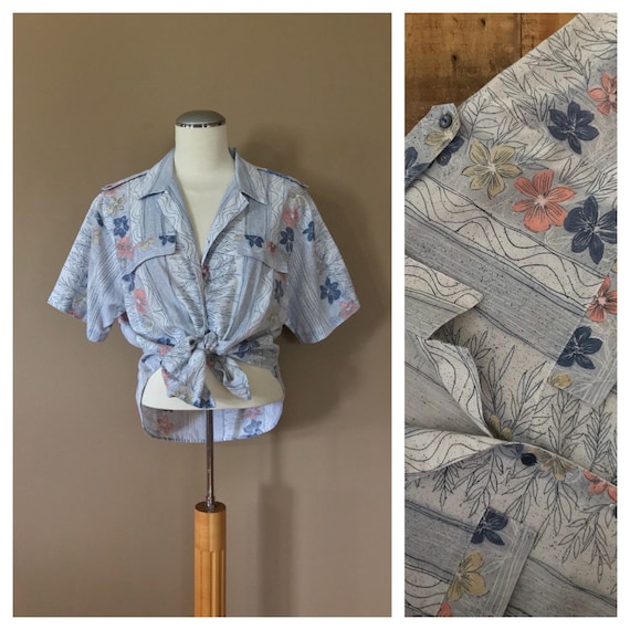 90's Shirt Women/Fresh Prince Shirt Floral Colorblock Shirt/90s Hip Hop Shirt/90s grunge shirt/90s Button Down Shirt/Abstract Shirt