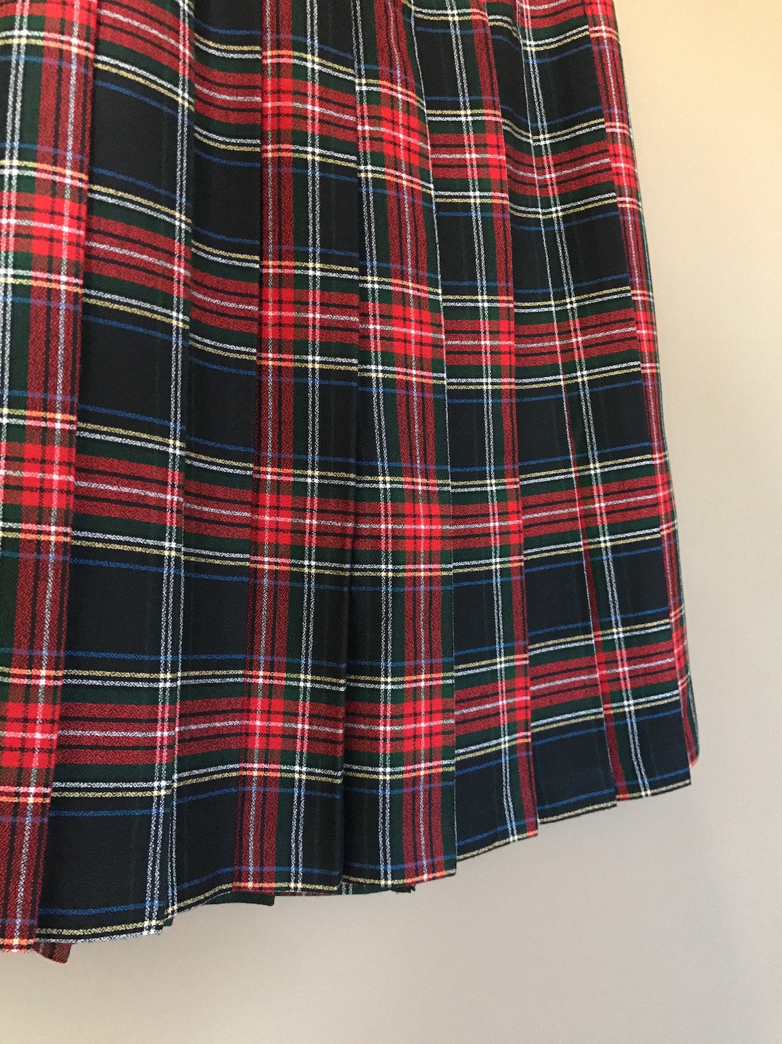 90s MAXMARA Pleated Plaid Skirt (S)