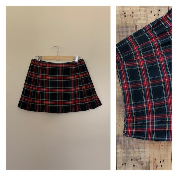 31” Vintage Plaid Tartan Skirt / 90s Plaid Skirt S