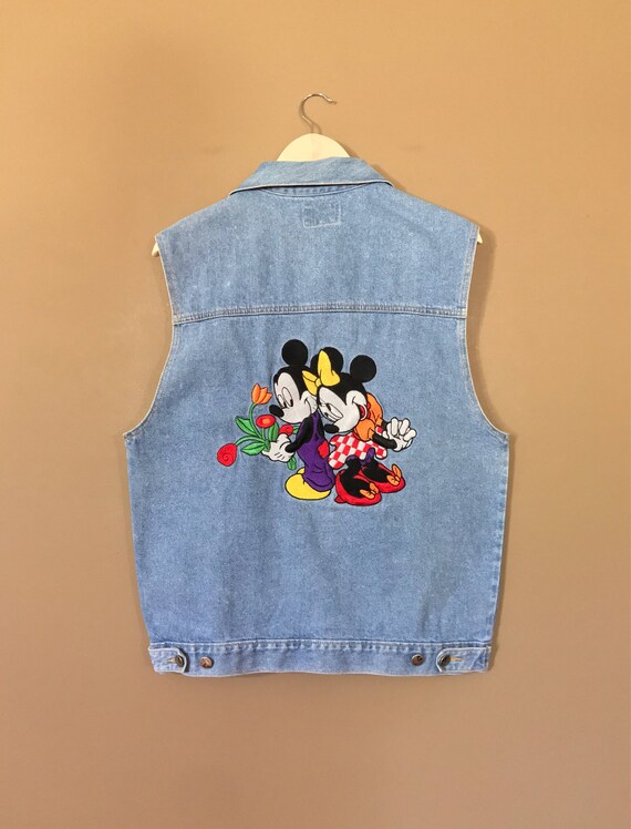 90s Mickey Mouse Jacket / Denim Vest / 90s Hip Ho… - image 4