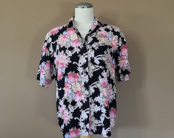 80s Shirt / 90s Shirt / Womens Blouse / Hawaiian Shirt / 80s Blouse / 90s Blouse / 80s clothing / 90s clothing / Short Sleeve Shirt
