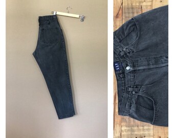 30/31" Black Button Fly Gap Jeans / Levis 550 / 90s Jeans Black / Vintage High Waisted Jeans/Mom Jeans Levis Gap Black