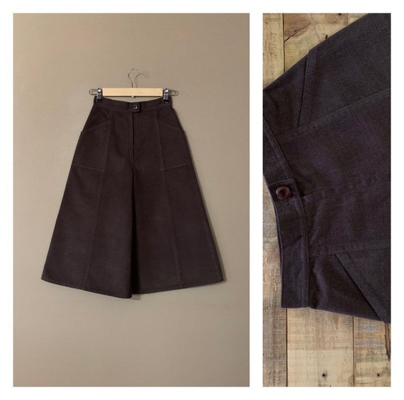 70’s Wide Leg Corduroy Pants High Waisted Cropped