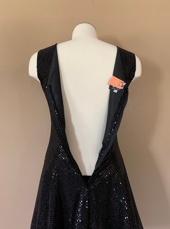 90s Black Prom Dress Sequin Black Prom Dress / Si… - image 10