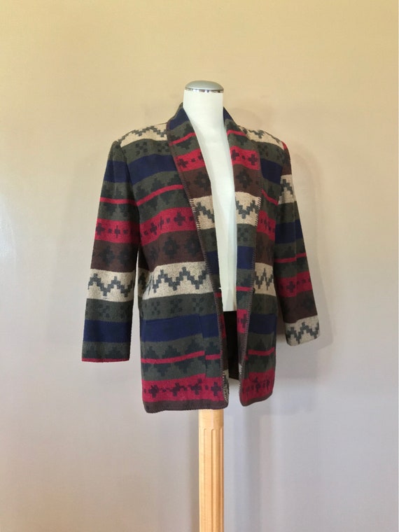 90's Aztec Wool Coat Women Large / 90s Wool Coat … - image 3