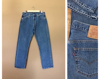 33" Levis High Waisted Jeans/ Levis 501/90s Jeans/Vintage High Waisted Jeans/Mom Jeans/Boyfriend Jeans/Jordache Jeans/Distressed Jeans