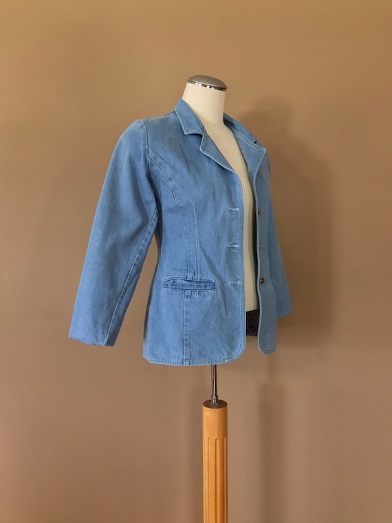 90s Denim Blazer Jacket Medium / Vintage Jean Jac… - image 2