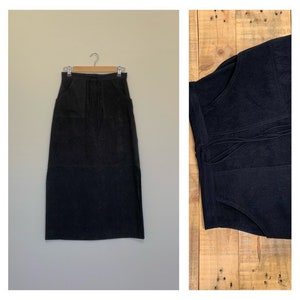 28/29” 90’s Black Maxi Cargo Skirt Medium / 90’s Suede Skirt / 90s Skirt Black / 90s Skirt Long / Grunge Skirt Long / Maxi Skirt Size 8