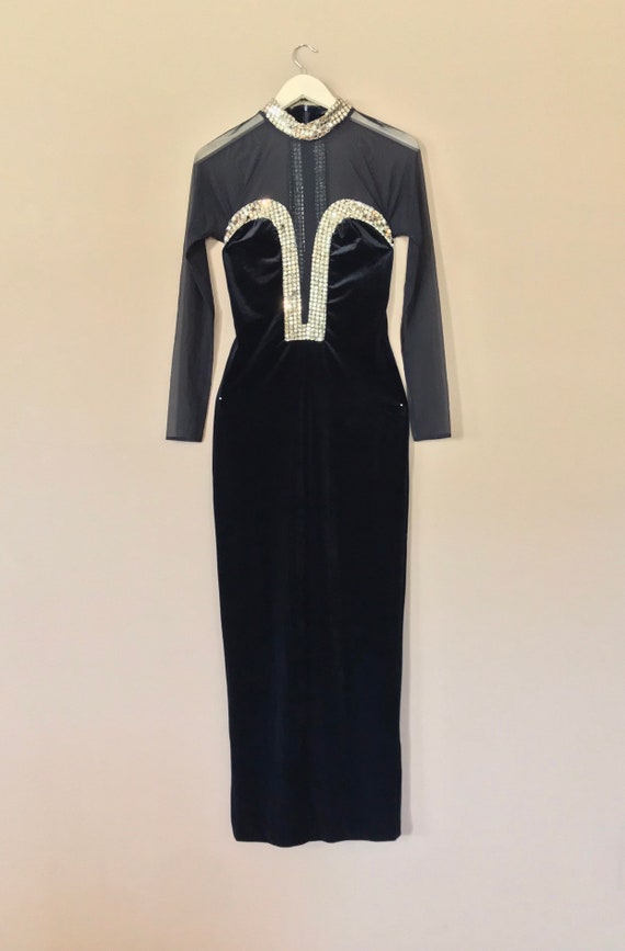 Formal Black Tie Dress / 80s Prom Dress / 90s Pro… - image 2