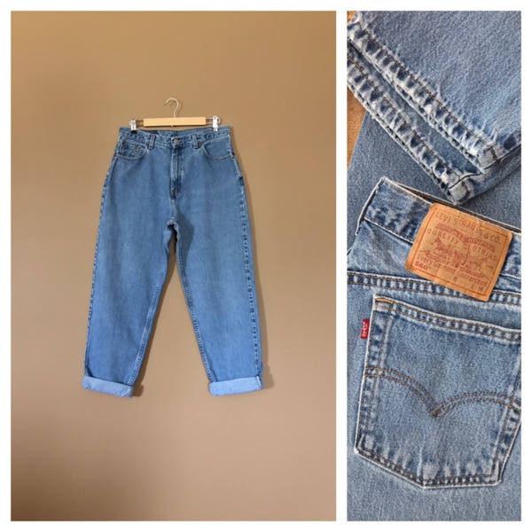 Waist 32 Levis High Waisted Jeans/ Levis 550/90s Jeans/Vintage High Waisted Jeans/Mom Jeans/Acid Wash Jeans/Jordache Jeans / Guess