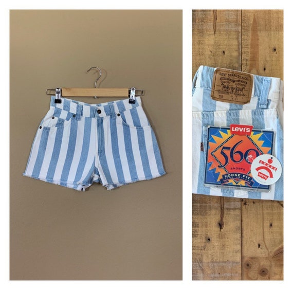25” Levis High Waisted Shorts Denim Striped / 90s