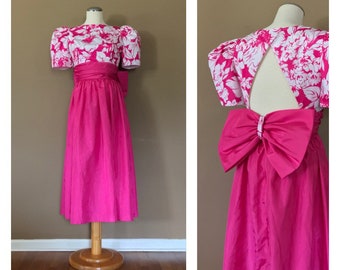 80s Prom Dress 90s Prom Dress / Pink Prom Dress / Medium Prom Dress / Long Prom Dress / Vintage Prom Dress Dress / Puffy Sleeve Dress