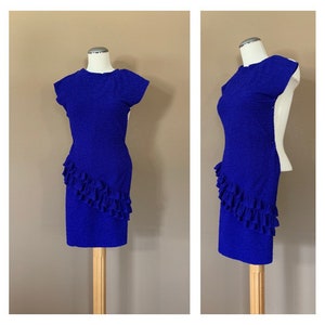 80s Prom Dress 90s Prom Dress / 80s Party Dress / 90s Party Dress / Vintage Prom Dress / Short Prom Dress Blue