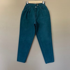 25 Sasson High Waisted Jeans Green / 90s Womens Jeans Green / Vintage Sasson Jeans High Waist / Pleated 90s Jeans Women image 2