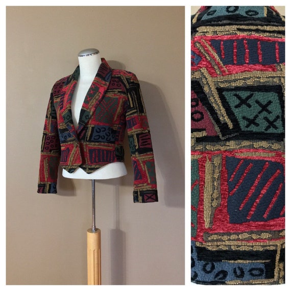 90s Cropped Jacket 90s Blazer / 90s Jacket Medium