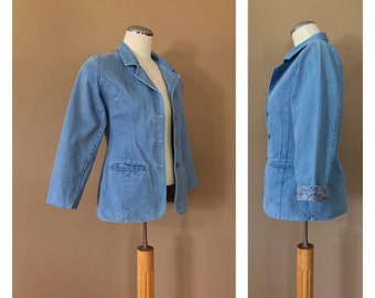 90s Denim Blazer Jacket Medium / Vintage Jean Jacket / Vintage Denim Jacket / Blue Jean Jacket / Guess Vintage Denim