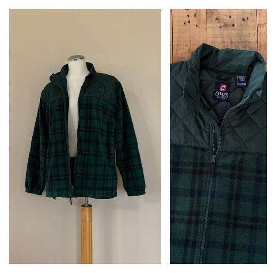 90’s Plaid Fleece Jacket XL / 90’s Chaps Oversized