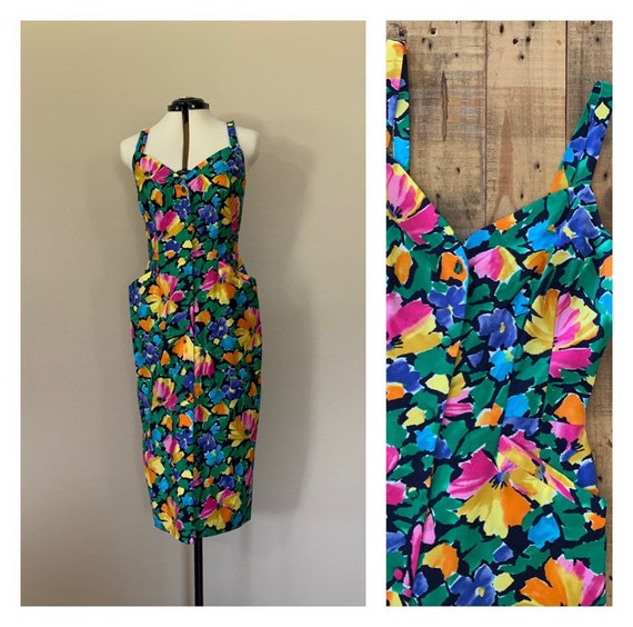 90’s Floral Dress Size 8 / 90s Maxi Dress / Vintag